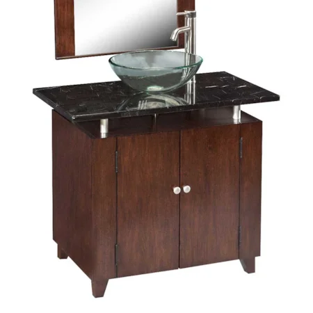 Black marble top vanity