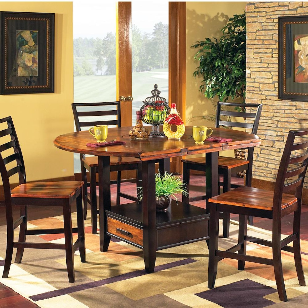 Steve Silver Abaco 5-Piece Square/Round Gathering Table Set