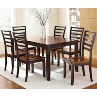 7-Piece Leg Table and Ladder Back Chairs