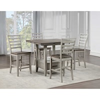 Casual 5-Piece Counter Table and Chair Set with Double Drop Leaf