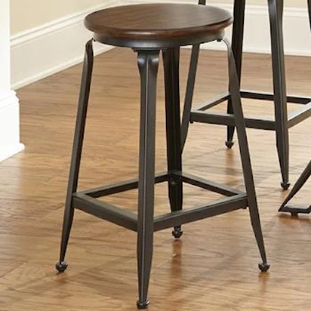 Counter Stool with Wood Seat and Metal Base