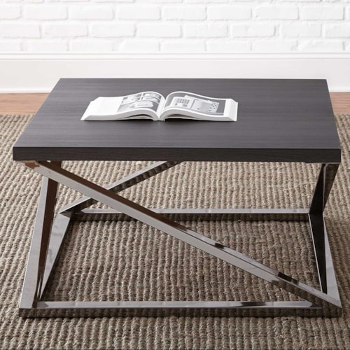 Contemporary Square Cocktail Table with Metal Frame