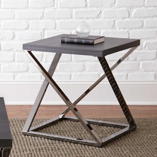 Contemporary Square End Table with Metal Frame