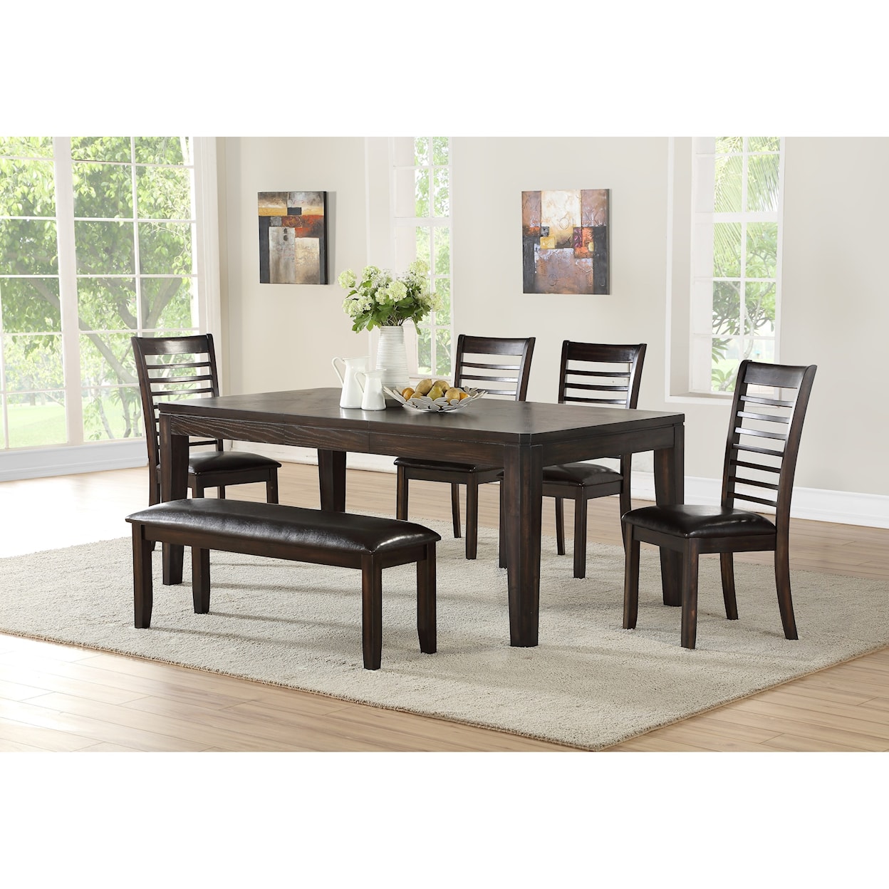 Steve Silver Ally 6 Piece Table and Chair Set with Bench