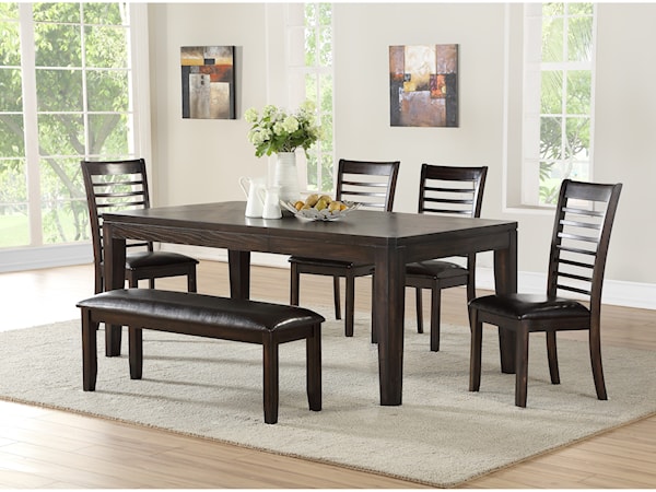 6 Piece Table and Chair Set with Bench