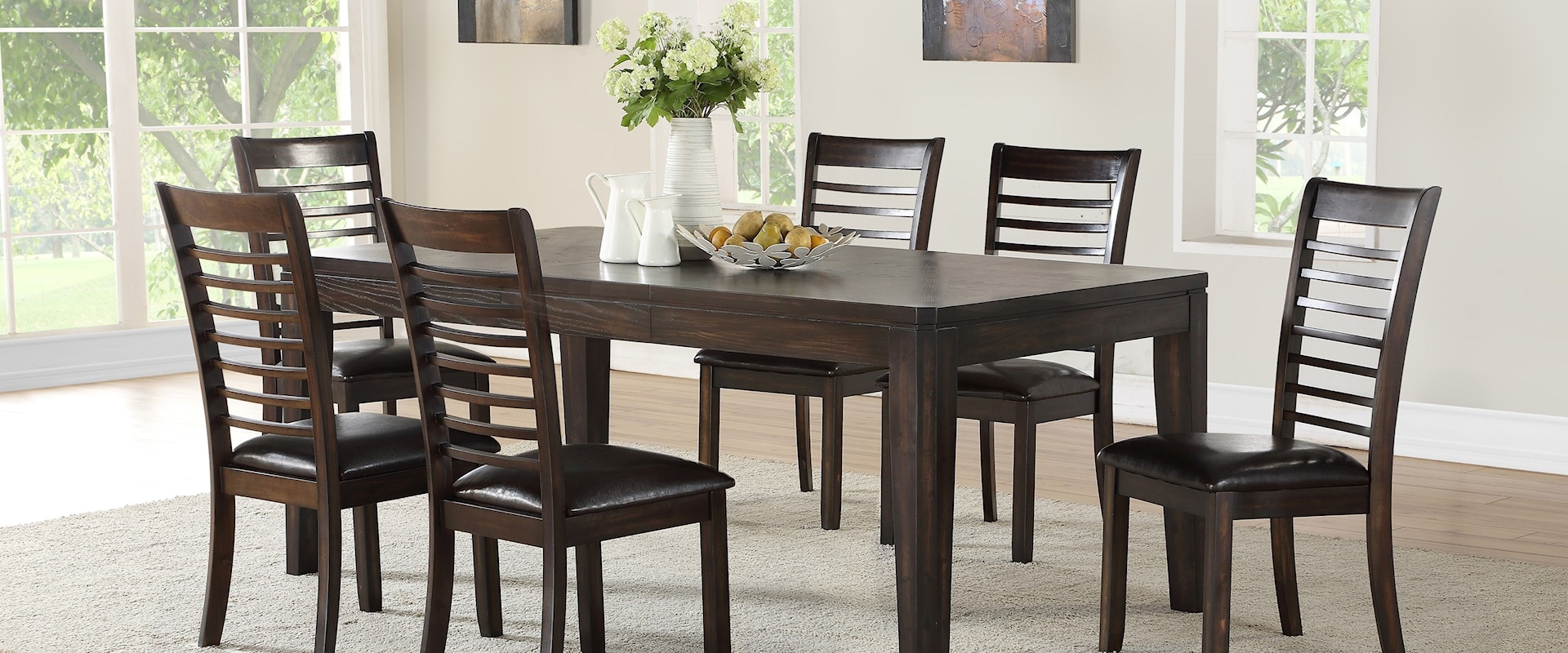Casual 7 Piece Table and Upholstered Chair Set