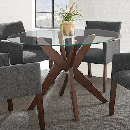 Contemporary Dining Table with Tempered Glass Top