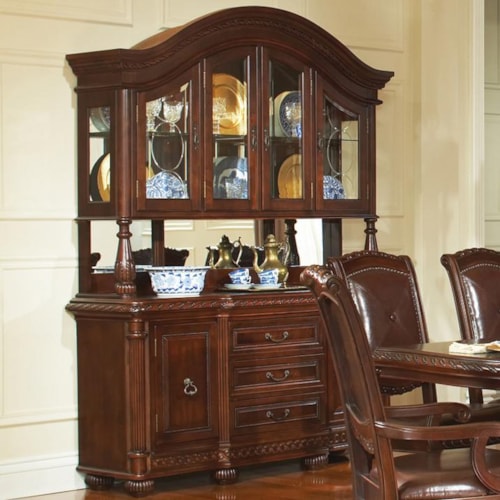 Traditional Rich Brown Buffet & Hutch Set