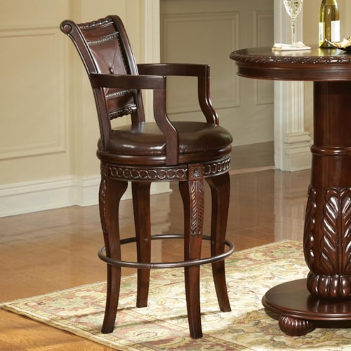 Traditional Rich Brown Swivel Barstool