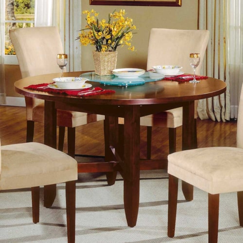 54" Round Contemporary Dining Table with Lazy Susan