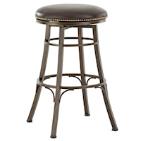 Tropical Backless Faux Leather Swivel Bar Stool with Nailhead Trim