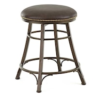 Bali Tropical Faux Leather Backless Swivel Counter Stool with Nailhead Trim