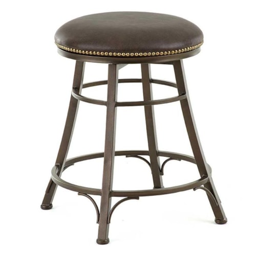 Bali Tropical Faux Leather Backless Swivel Counter Stool with Nailhead Trim