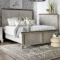 Farmhouse Queen Panel Bed with Chevron Headboard