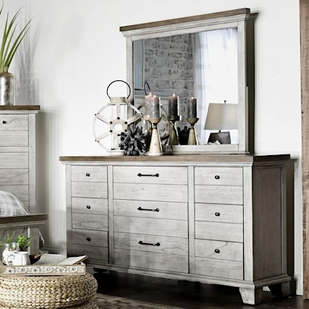 Dresser and Mirror Set