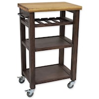 Cottage 2-Shelf Kitchen Cart with Wine Bottle Storage and Towel Rack