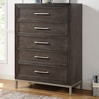 Contemporary Wood/Metal 5-Drawer Chest