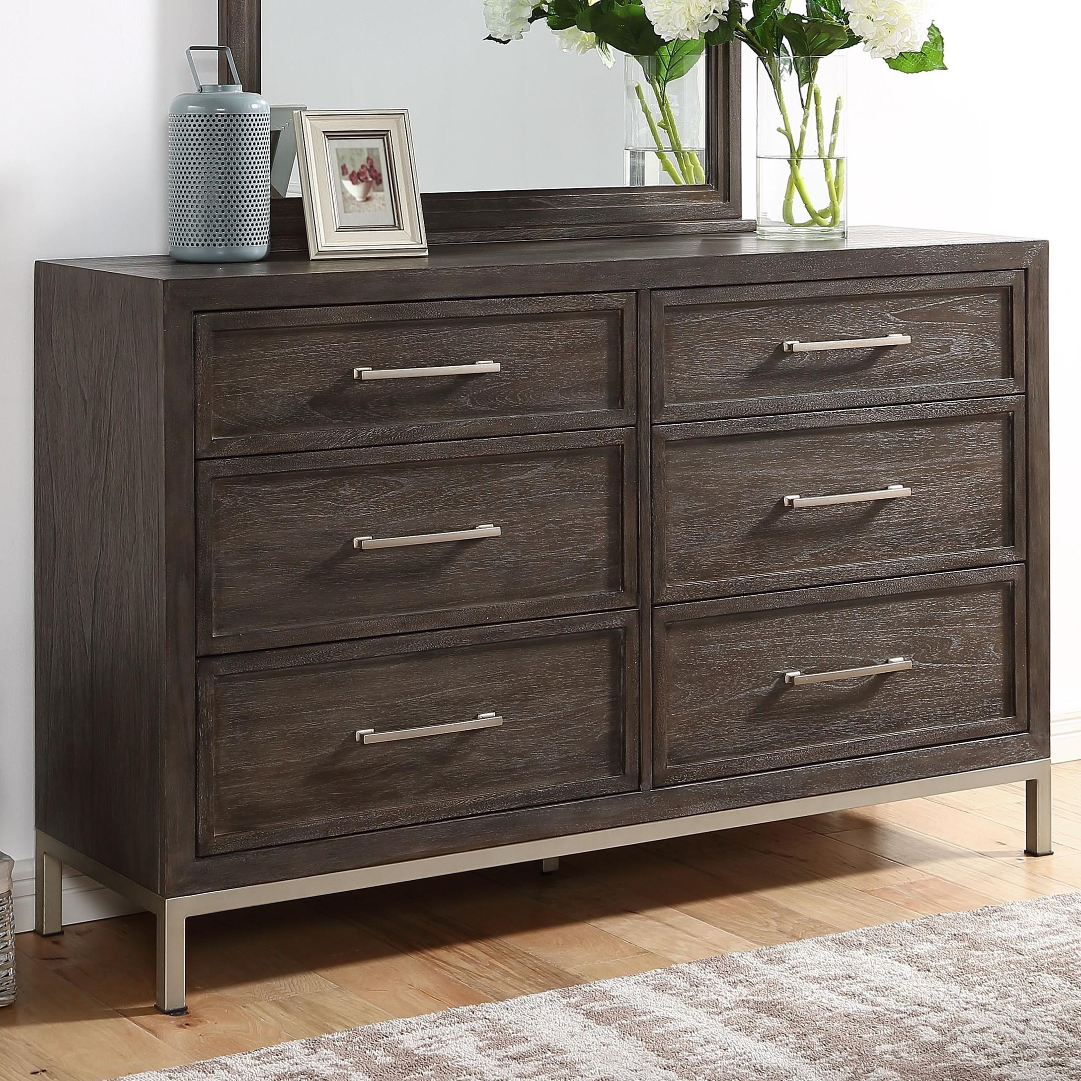 Steve Silver Broomfield BR950DR Contemporary Wood Metal Dresser Wayside Furniture Mattress Dressers