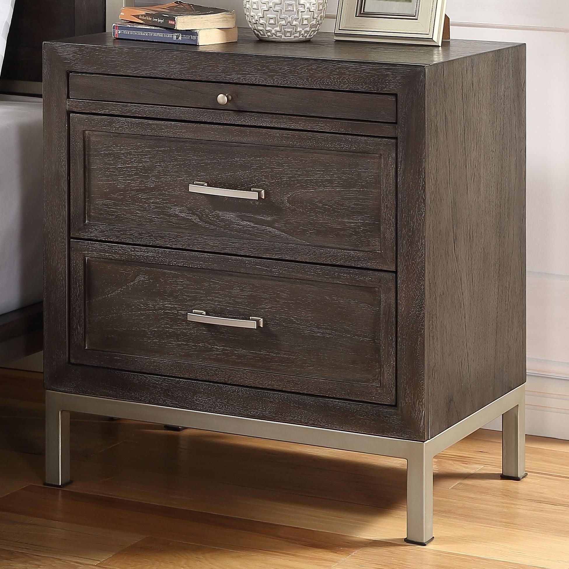 Steve Silver Broomfield BR950NS Contemporary Wood/Metal Nightstand with