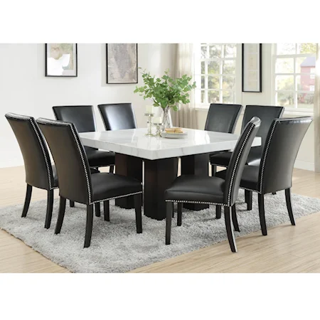 9 Piece Dining Set with Marble Table Top