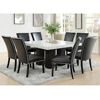 9 Piece Dining Set with Marble Table Top