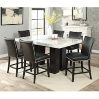 7 Piece Counter Height Dining Set with Marble Table Top