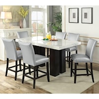 7 Piece Counter Height Dining Set with Marble Table Top