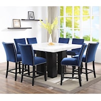 9 Piece Counter Height Dining Set with Marble Top