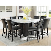 9 Piece Counter Height Dining Set with Marble Top