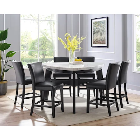 Transitional 7-Piece Dining Set with Triangular Table