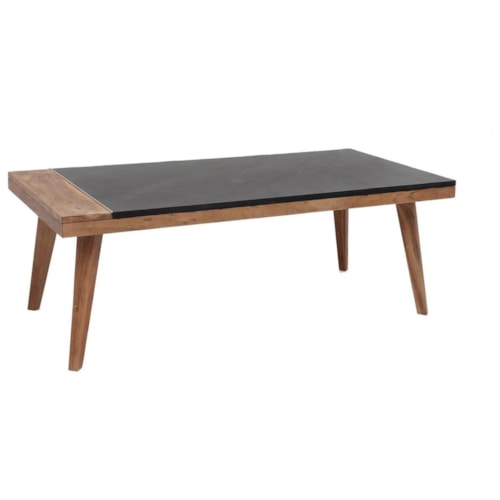 Mid-Century Modern Cocktail Table with Slate Top