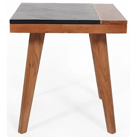 Mid-Century Modern Square End Table with Slate Top