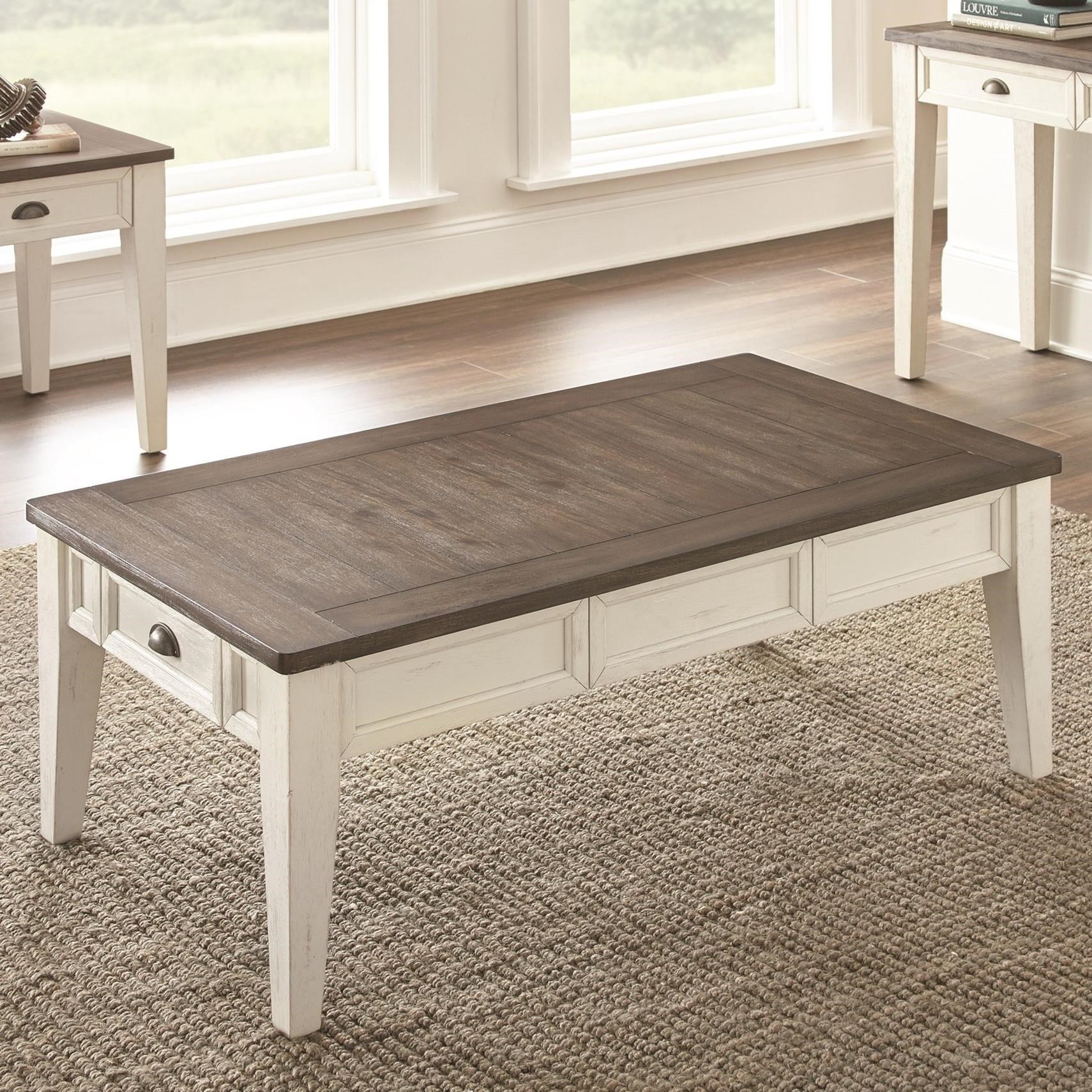 Prime Cayla 000003093720 Farmhouse Cocktail Table with Two Tone