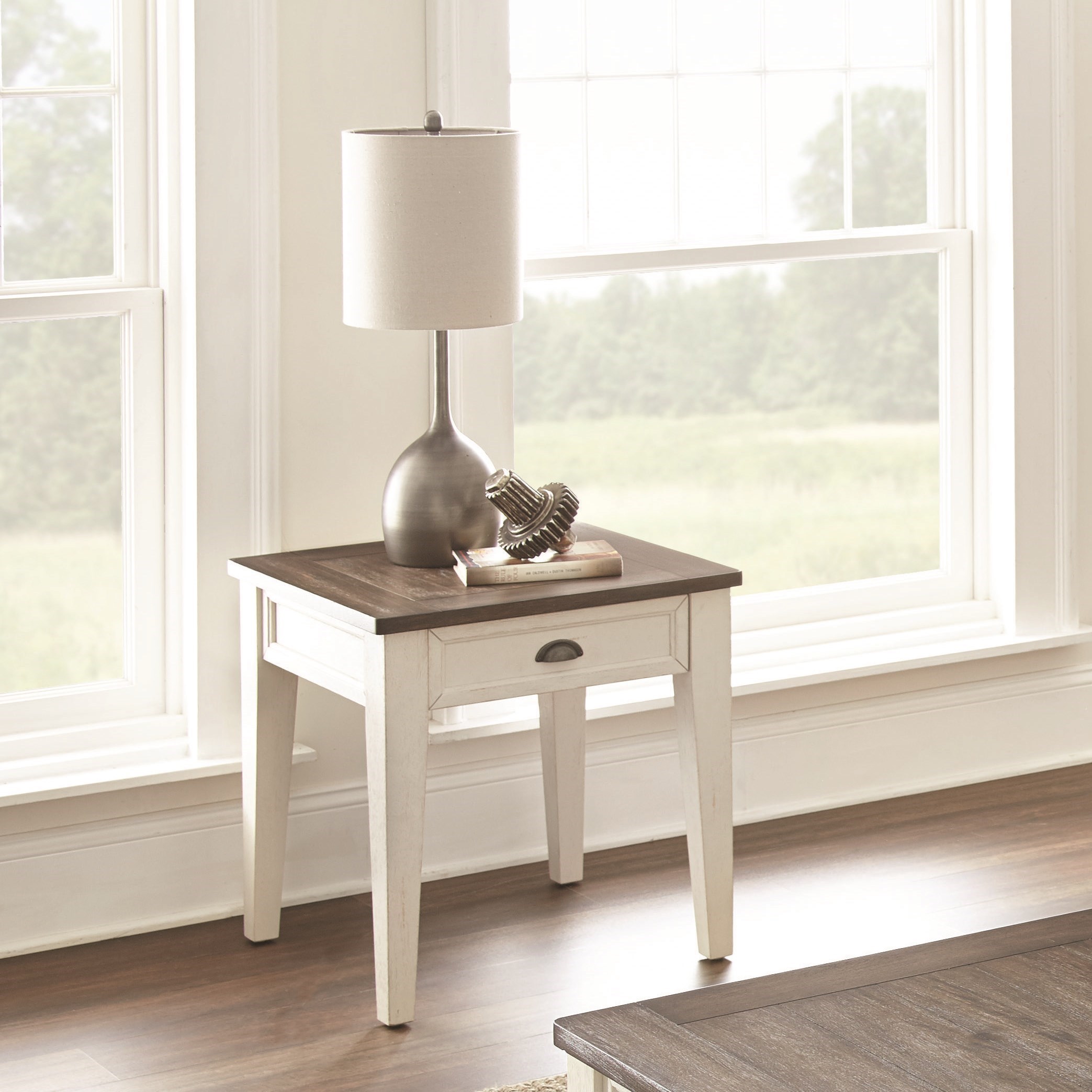 Silver and shop white end table