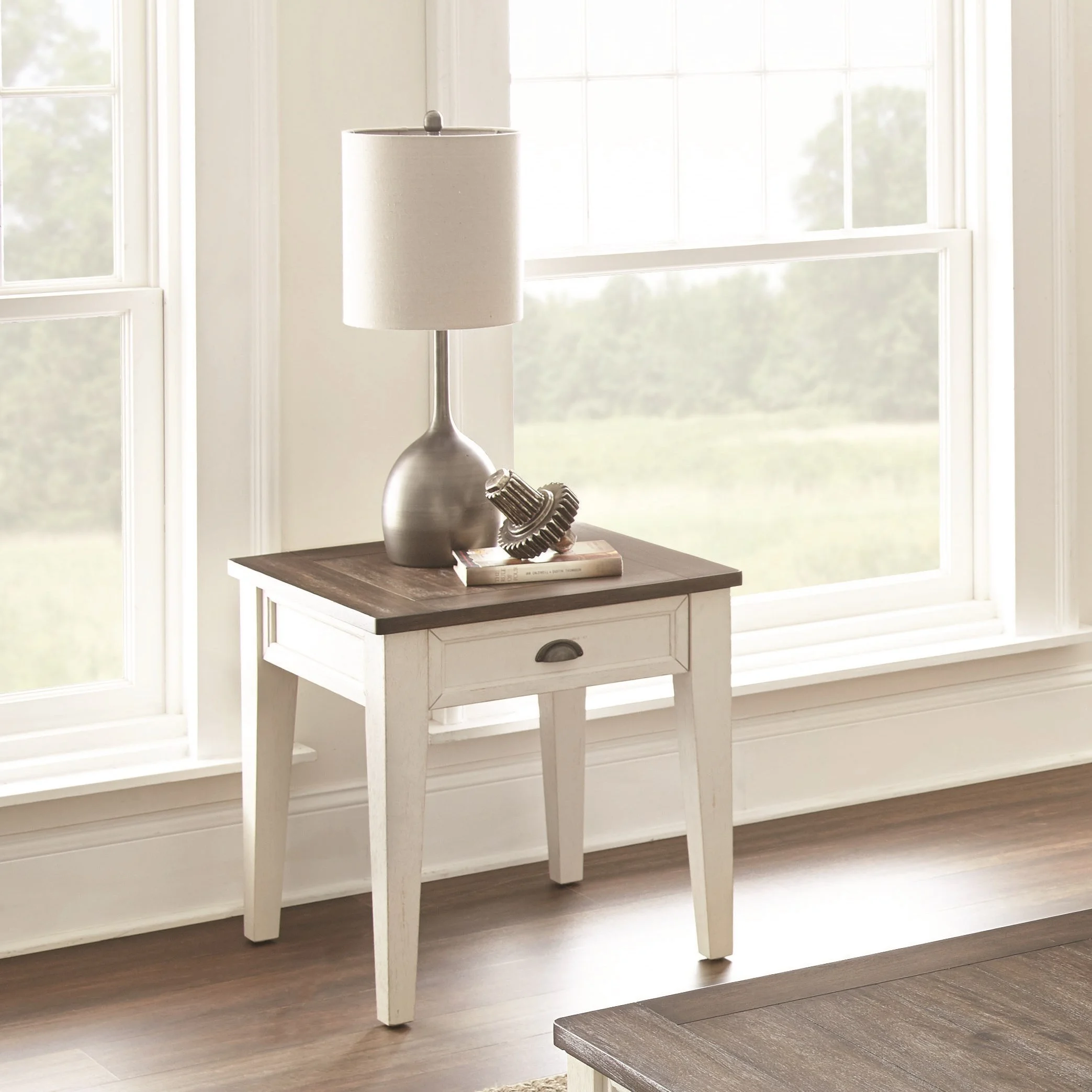 Steve Silver Cayla 201100245 Farmhouse End Table with TwoTone Finish Sam Levitz Furniture