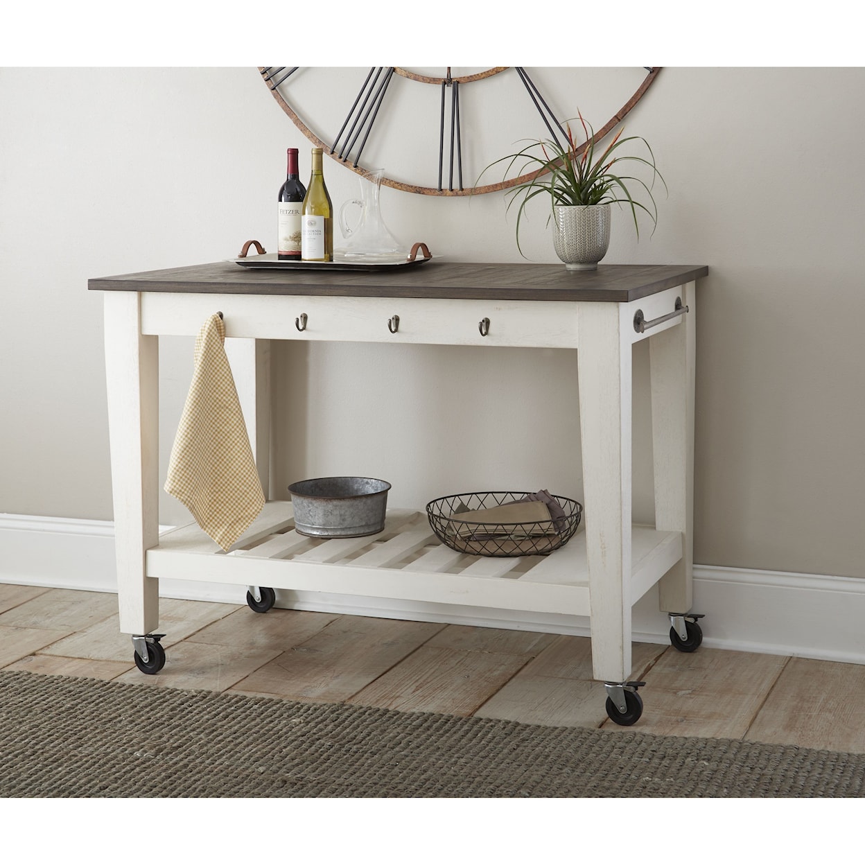 Steve Silver Cayla Two-Tone Kitchen Cart