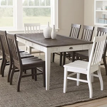 Rectangular Two-Tone Dining Table with 16" Leaf