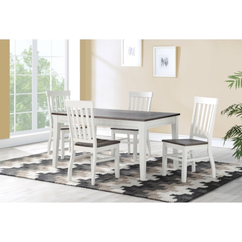 Rustic 5-Piece Dining Set with Plank Wood Table