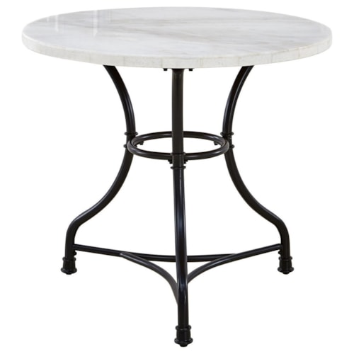 Contemporary Round Bistro Table with White Marble Top