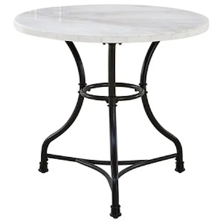 Contemporary Round Bistro Table with White Marble Top