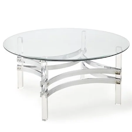 Round Cocktail Table with Acrylic Legs