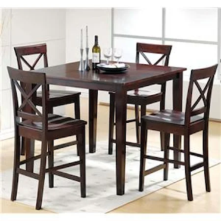 5-Piece Casual Counter Height Table & X-Back Chair Set