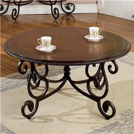 Traditional Round Scrolled Cocktail Table