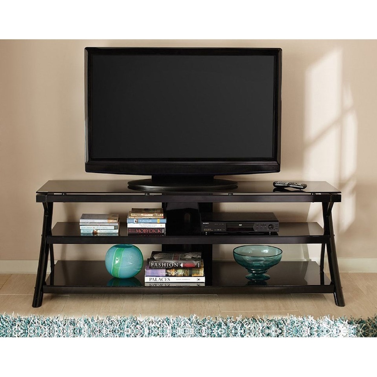 Prime Cyndi Glass Top Television Stand
