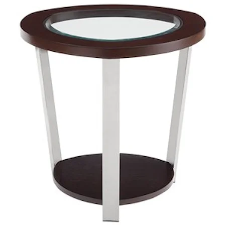 Contemporary End Table with Tempered Glass Top