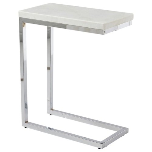 Contemporary Chairside Table with Marble Top