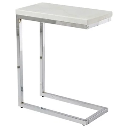 Contemporary Chairside Table Table with White Marble Top