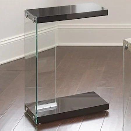 Chair Side End Table with Tempered Glass Edge