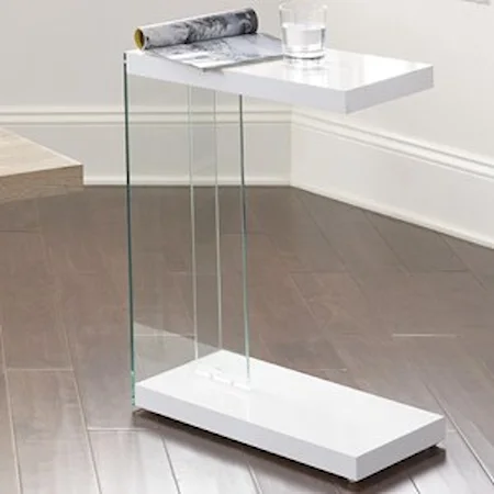 Chair Side End Table with Tempered Glass Edge