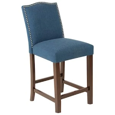 Transitional Upholstered Counter Stool with Nailheads